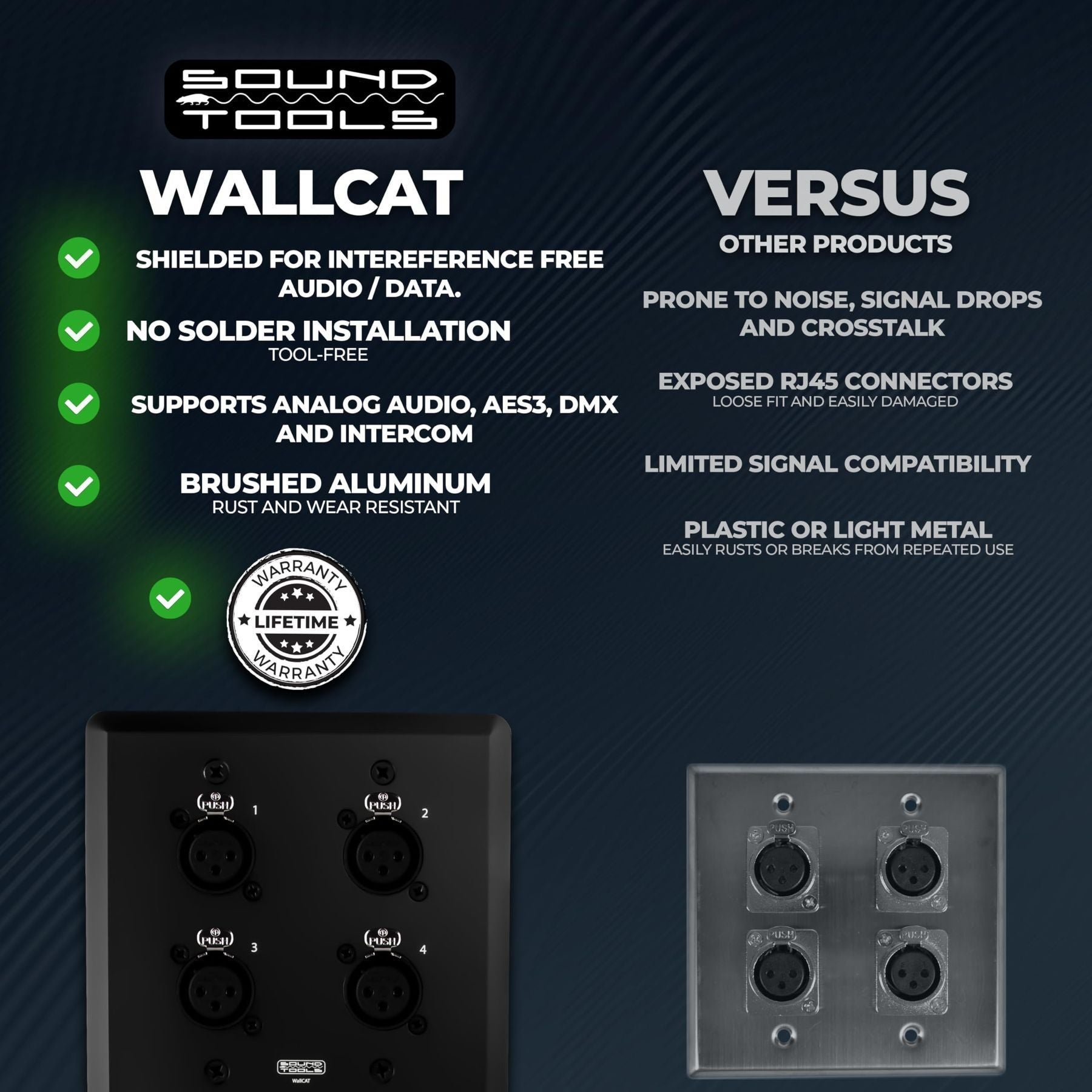 Sound Tools Wall CAT FX-S (Female, Silver) - Audio Over Shielded CAT Cable. Capable of Sending Analog Audio, DMX, Clear-Com and AES. — Slide 5 of 5