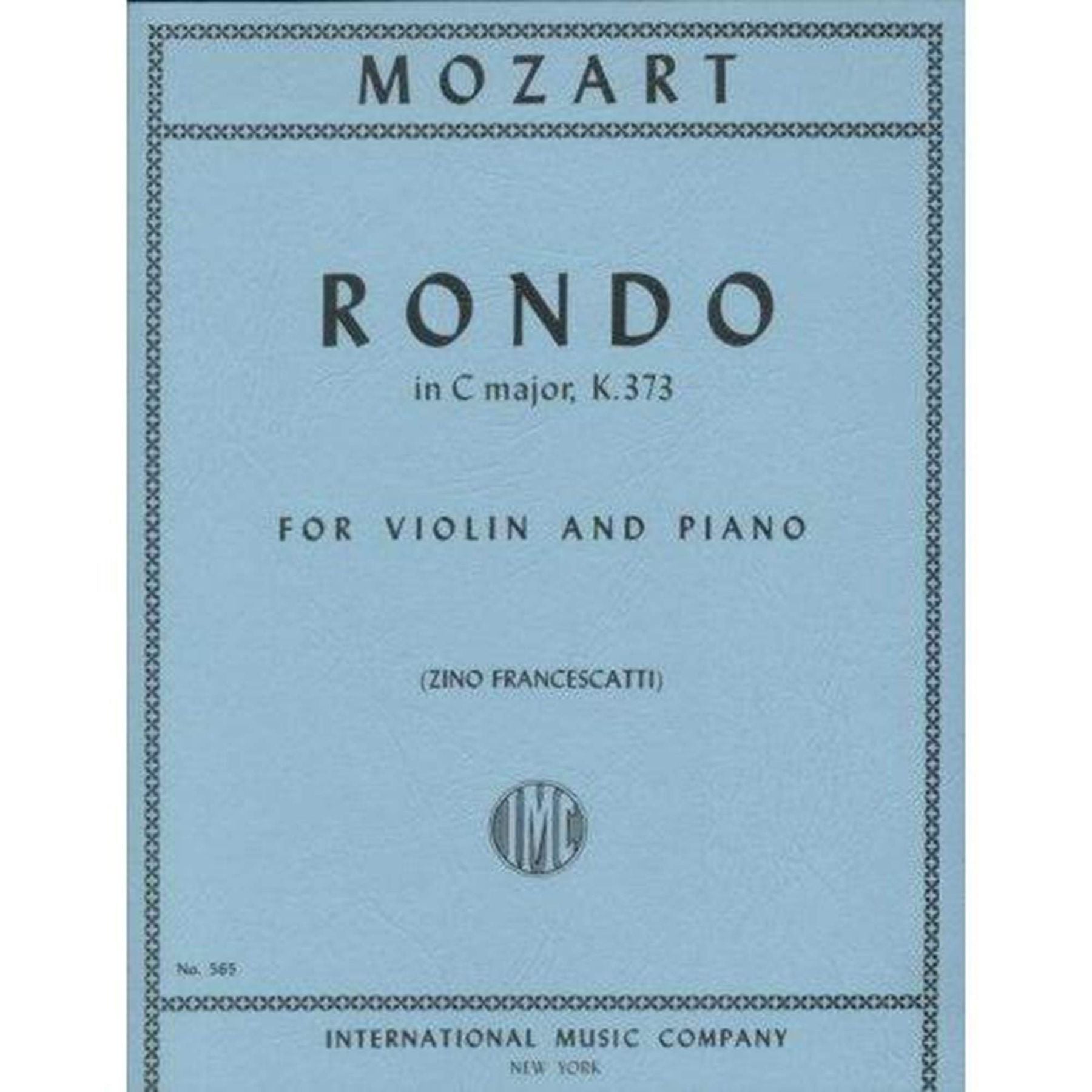 Mozart Rondo in C Major, K. 373 violin and piano sheet music cover