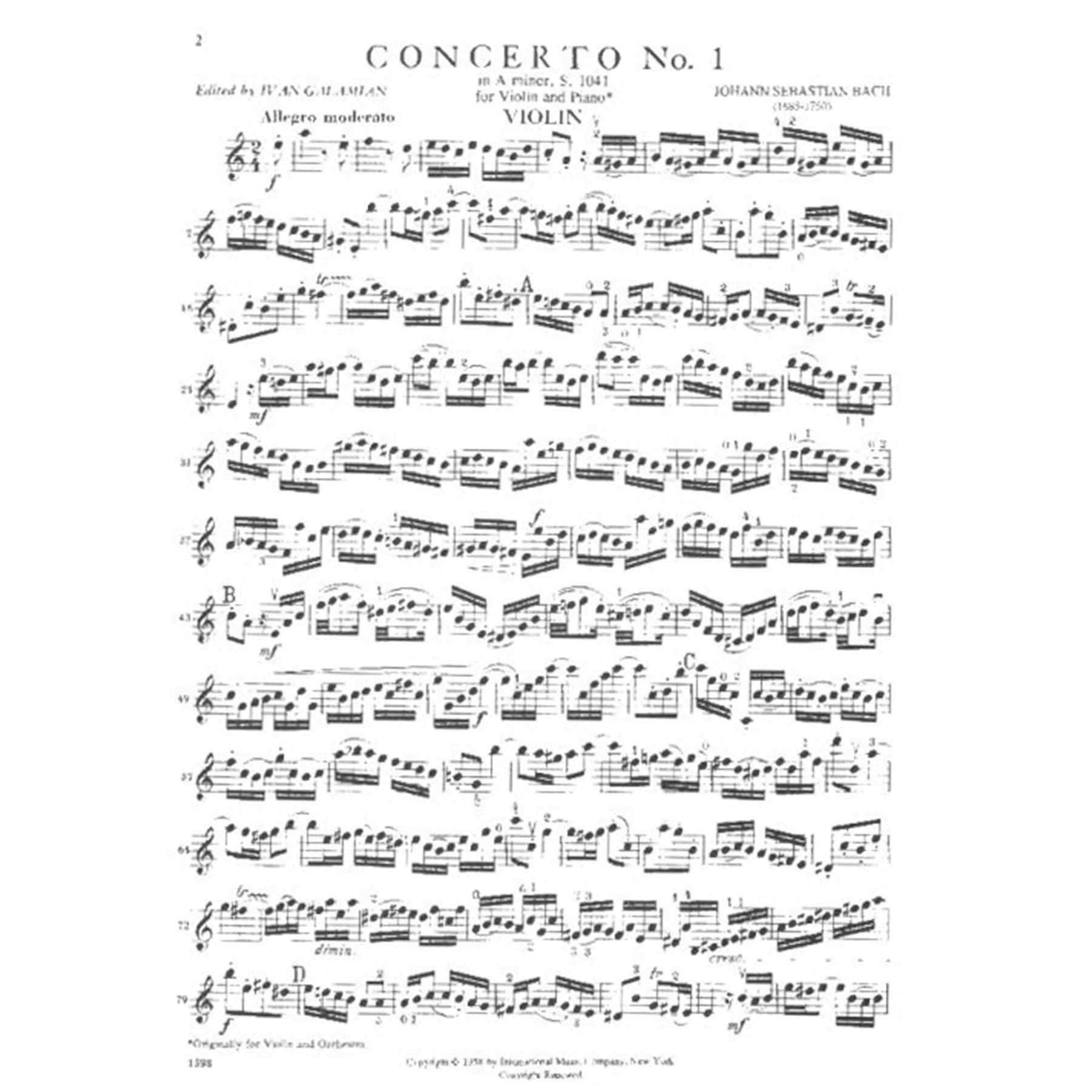 J.S. Bach: Concerto No. 1 in A Minor, S. 1041, for Violin and Piano (Ivan Galamian) — Slide 2 of 3