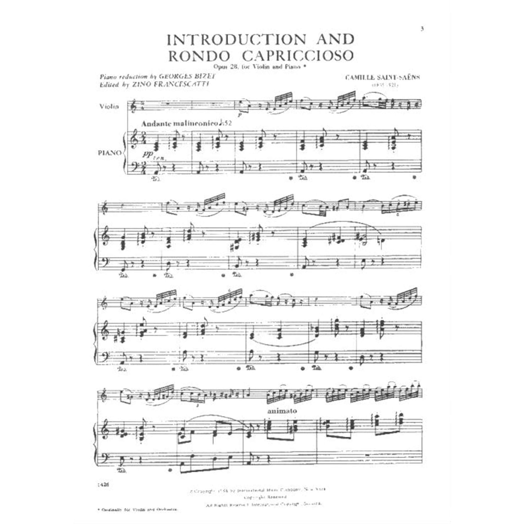 Saint-Saens, Camille - Introduction and Rondo Capriccioso, Op 28 - Violin and Piano — Slide 2 of 3