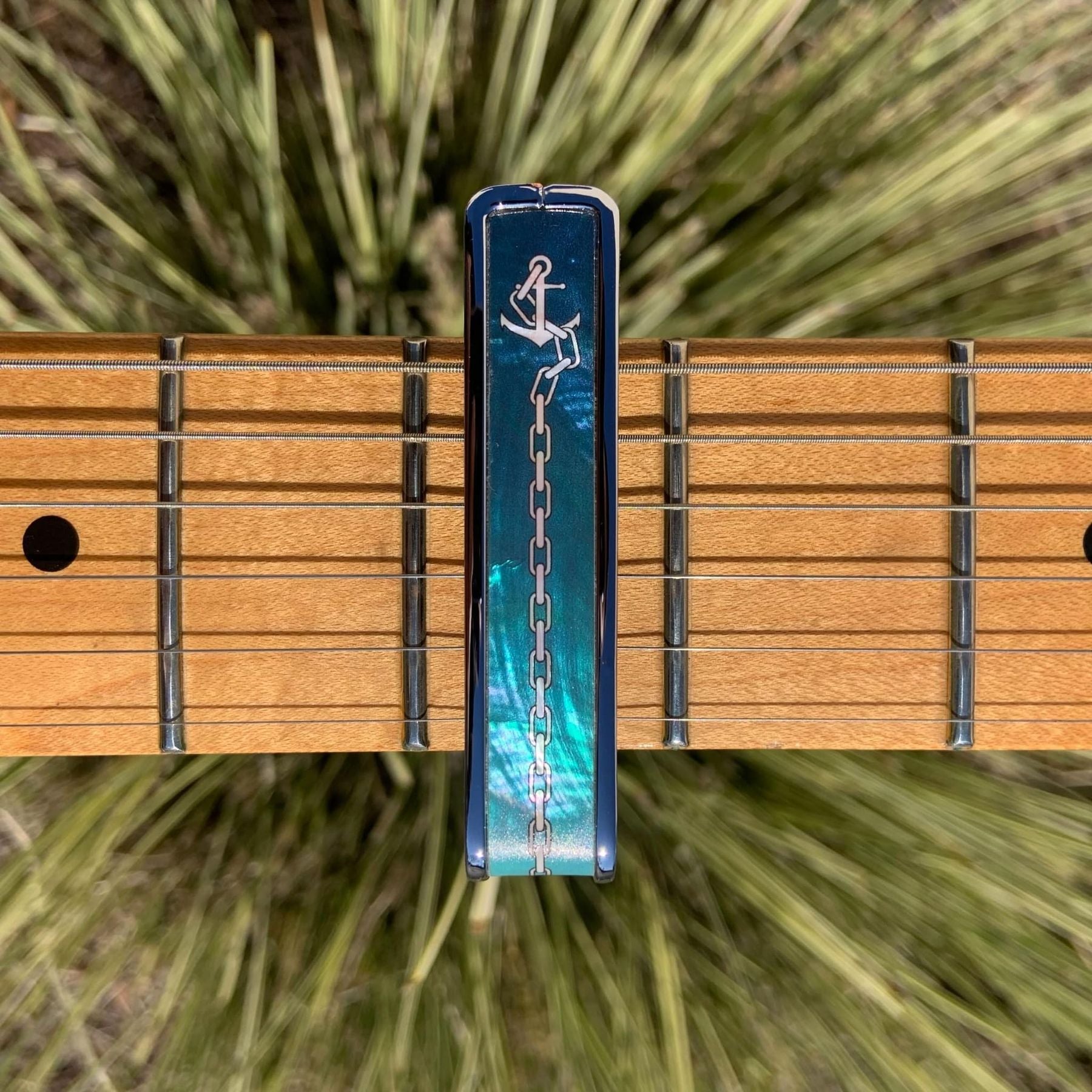Thalia Guitar Capo - Deluxe Series (New Model with (2) Universal OctaveTouch Fret Pads) Black Chrome - Fouled Anchor — Slide 3 of 5