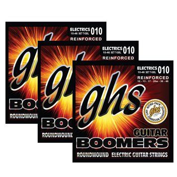 GHS STRINGS - REINFORCED GUITAR BOOMERS - ELECTRIC GUITAR STRINGS - LIGHT GAUGE - 10-46 - IDEAL FOR GUITARS WITH TREMOLO SYSTEMS - MODEL T-GBL-3 SET (PACK OF 3)