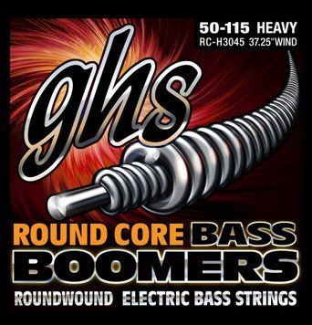 GHS Strings RC-H3045 Round Core Bass Boomers, 4-Set, Silver, Heavy Gauge, 50-115 (37.25" Winding)