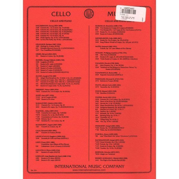 Saint-Saens Camille The Swan from Carnival of the Animals. For Cello and Piano. by International