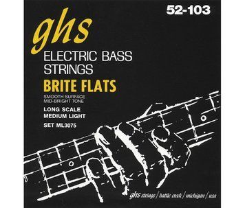 GHS Strings Brite Flats Bass Guitar Strings (ML3075), Medium Light, 52-103