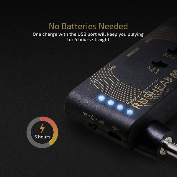 Valeton Rushead Max USB Chargable Portable Pocket Guitar Bass Headphone Amp Carry-On Bedroom Plug-In Multi-Effects