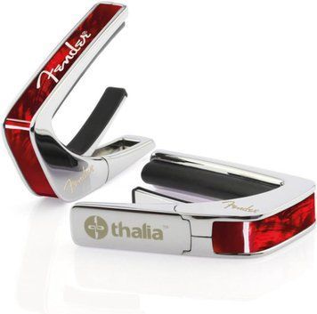 Thalia Guitar Capo for Acoustic and Electric - Fender Officially Licensed with Fender Specific Human Touch Fret Pads - Premium Capo for Acoustic Guitar 6 and 12 String - Black Chrome - Red Angel Wing