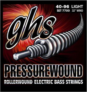 GHS Strings &ndash; Pressurewound Bass Strings 4-STRING SET - SHORT SCALE - Alloy 52 Rollerwound for Smooth Feel, Brigt Punchy Tone & Reduced Finger Noise - Made in USA - (7700 SET) - LIGHT GAUGE 40-96