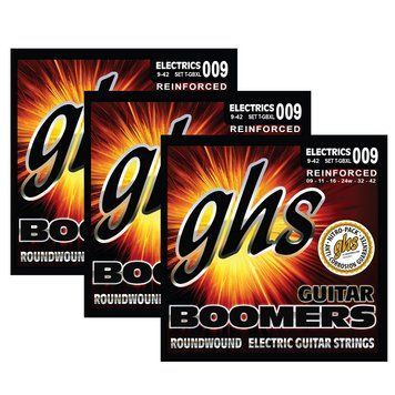 GHS STRINGS - REINFORCED GUITAR BOOMERS - ELECTRIC GUITAR STRINGS - EXTRA LIGHT GAUGE - 9-42 - IDEAL FOR GUITARS WITH TREMOLO SYSTEMS - T-GBXL-3 SET (PACK OF 3)