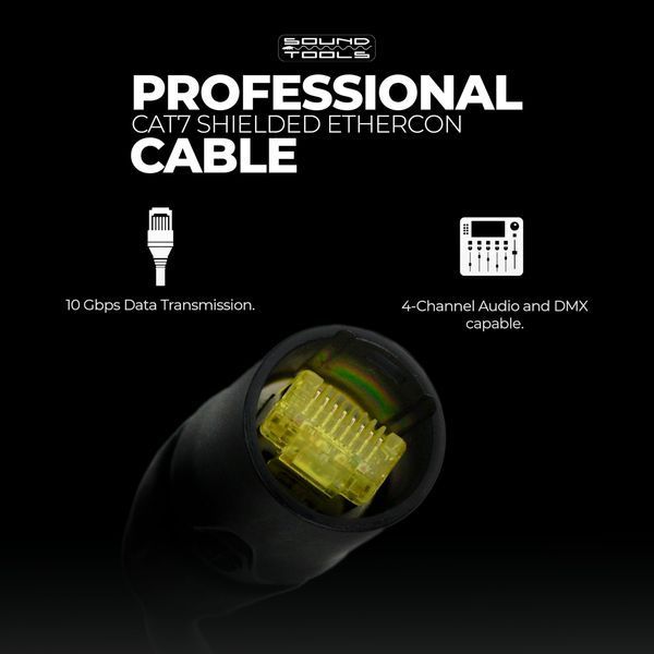 SuperCAT 7 Shielded EtherCON Cable (3 feet, Black) - Flexible Polyurethane Jacket, Neutrik Connectors, 10Gbps Speed, CAT7 Standard