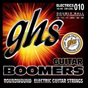 GHS Boomers Double Ball-End Electric Guitar Strings &ndash; Light 10-46 (DB-GBL) &ndash; Nickel-Plated Steel Roundwound &ndash; Bright, Balanced & Durable Tone &ndash; Fits Headless Guitars &ndash; Made in USA